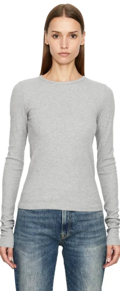 Geripptes Langarmshirt Grau
