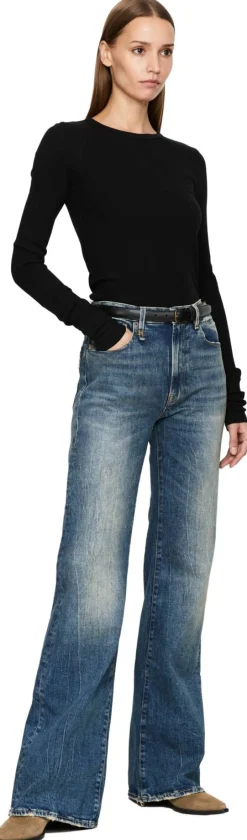 Geripptes Langarmshirt Schwarz