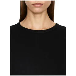 Geripptes Langarmshirt Schwarz