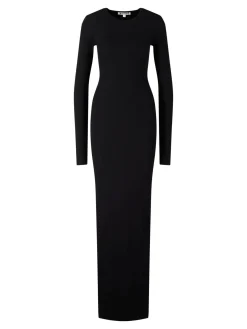 Geripptes Maxikleid Schwarz