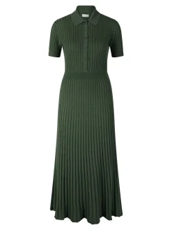 Geripptes Seiden-Cashmere-Kleid 'Amor' Grün