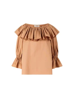 Gerüschte Bluse Braun
