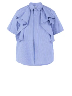 Gestreifte Baumwollbluse Marineblau/Weiß