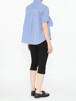 Gestreifte Baumwollbluse Marineblau/Weiß