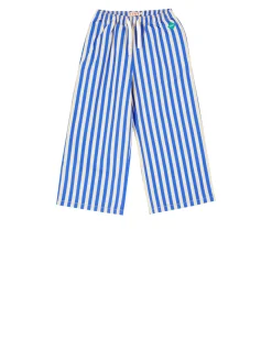 Gestreifte Baumwollhose Blau/Crème