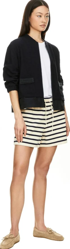 Gestreifte Baumwollshorts Crème