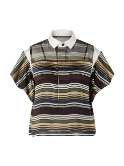 Gestreifte Bluse aus Organza und Satin Braun