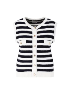 Gestreifte Cashmere-Weste Marineblau