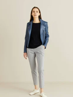 Gestreifte Chino 'City' Blau/Weiß
