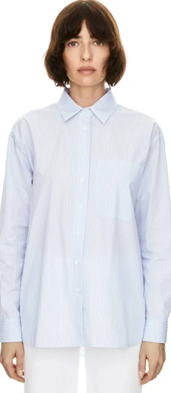 Gestreifte Hemdbluse 'Pamy' Hellblau