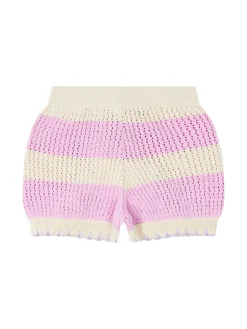 Gestreifte Häkel-Shorts 'Vita' Pink