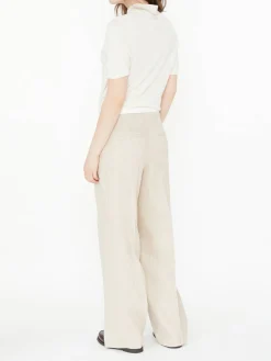 Gestreifte Leinen-Baumwollhose 'Anny' Beige