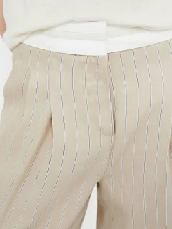 Gestreifte Leinen-Baumwollhose 'Anny' Beige