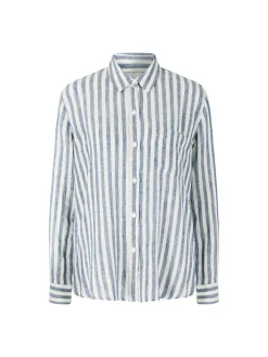Gestreifte Leinenbluse 'Charli' Blau
