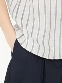 Gestreifte Leinenbluse Khaki