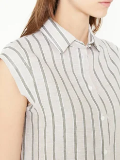 Gestreifte Leinenbluse Khaki
