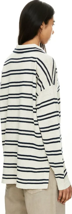 Gestreifte Leinenstrickjacke 'Origine' Grau