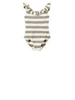 Gestreifter Badeanzug 'Arabella' Khaki/Crème