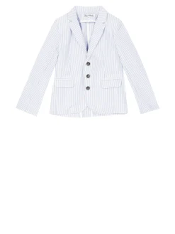 Gestreifter Baumwollblazer Blau