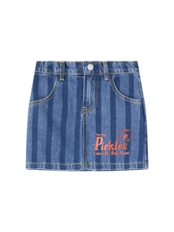 Gestreifter Jeansrock 'Pickles The Dog' Blau