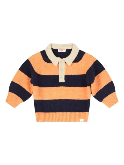 Gestreifter Pullover mit Polokragen Multi