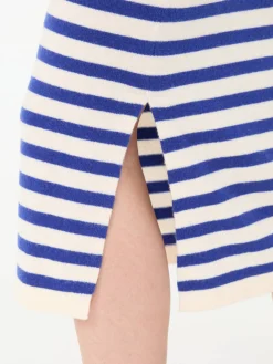 Gestreifter Woll-Cashmere-Rock Crème/Blau