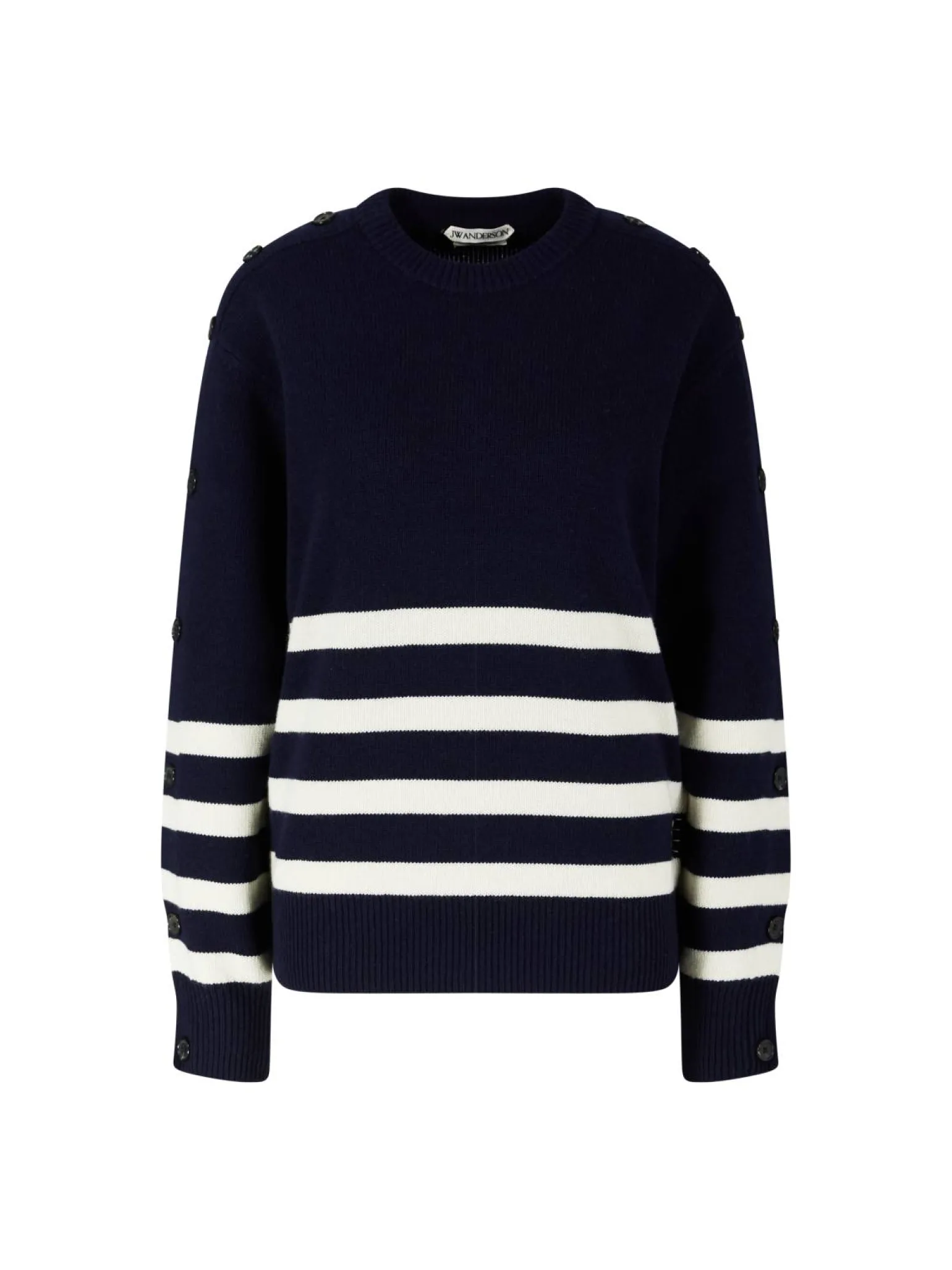 Gestreifter Wollpullover Marineblau