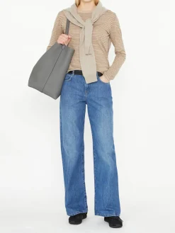 Gestreiftes Baumwoll-Cashmere-Shirt 'Juhi' Beige/Braun