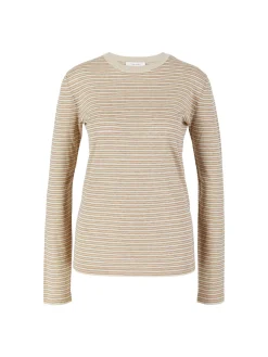 Gestreiftes Baumwoll-Cashmere-Shirt 'Juhi' Beige/Braun
