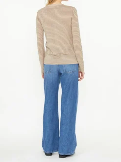 Gestreiftes Baumwoll-Cashmere-Shirt 'Juhi' Beige/Braun