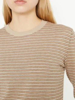 Gestreiftes Baumwoll-Cashmere-Shirt 'Juhi' Beige/Braun