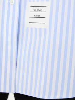 Gestreiftes Baumwollhemd Hellblau/Weiß
