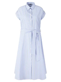 Gestreiftes Blusenkleid Hellblau
