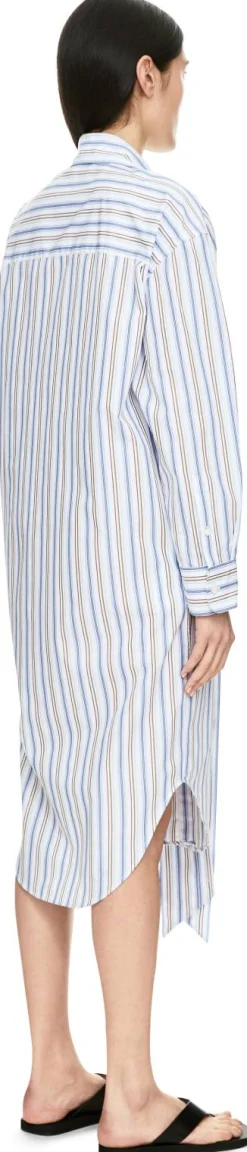 Gestreiftes Blusenkleid mit Schluppe Blau
