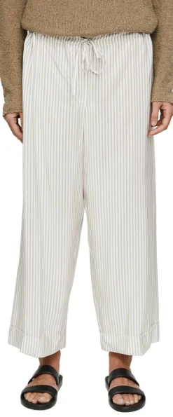 Gestreifte Seidenhose 'Yayah' Weiß