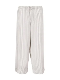 Gestreifte Seidenhose 'Yayah' Weiß
