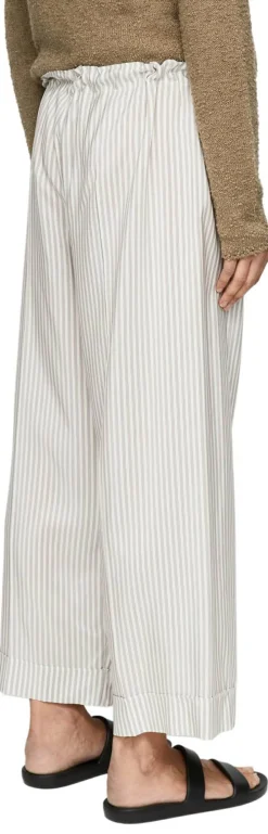 Gestreifte Seidenhose 'Yayah' Weiß