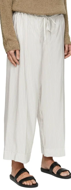 Gestreifte Seidenhose 'Yayah' Weiß