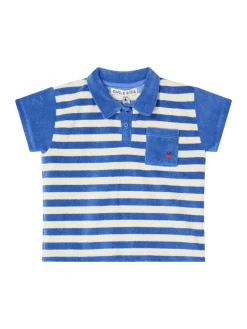 Gestreiftes Frottee-Poloshirt 'Eponge' Blau