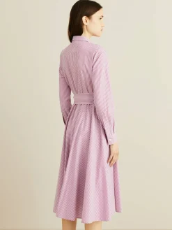 Gestreiftes Hemdblusenkleid 'Salerno' Pink/Weiß