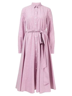 Gestreiftes Hemdblusenkleid 'Salerno' Pink/Weiß