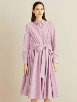 Gestreiftes Hemdblusenkleid 'Salerno' Pink/Weiß