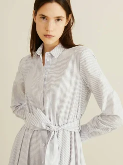 Gestreiftes Hemdblusenkleid 'Salerno' Grau/Weiß