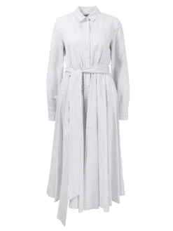 Gestreiftes Hemdblusenkleid 'Salerno' Grau/Weiß