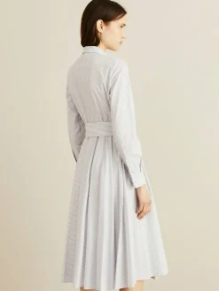 Gestreiftes Hemdblusenkleid 'Salerno' Grau/Weiß