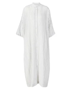 Gestreiftes Hemdkleid Grau/Weiß