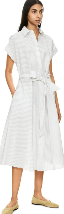 Gestreiftes Hemdkleid Hellgrau