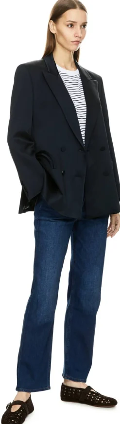 Gestreiftes Langarmshirt Dunkelblau/Weiß