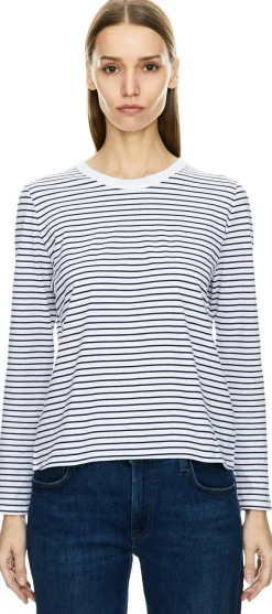 Gestreiftes Langarmshirt Dunkelblau/Weiß