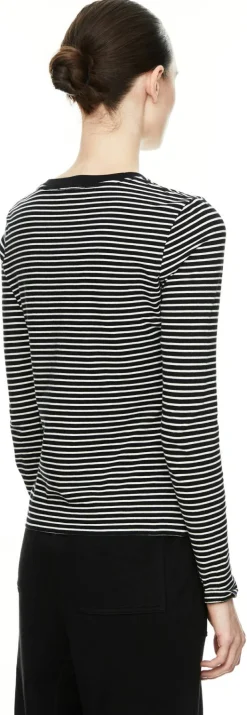 Gestreiftes Langarmshirt 'Simone' Schwarz